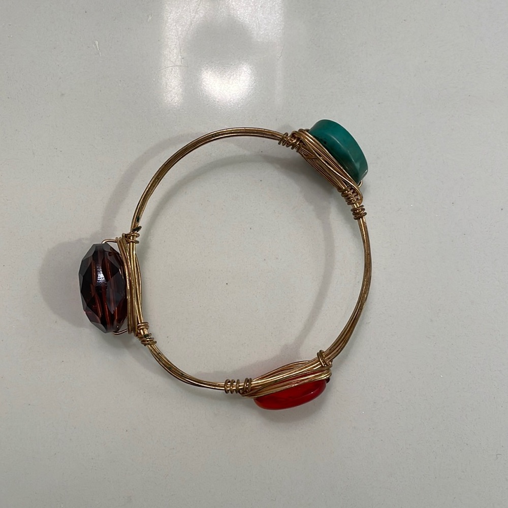 Multi color jeweled wired bracelet